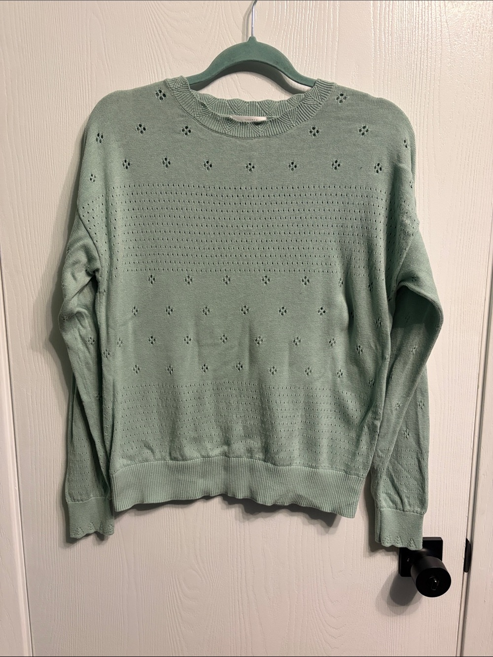 LC Lauren Conrad Mint Green Eyelet Crewneck Sweater size large